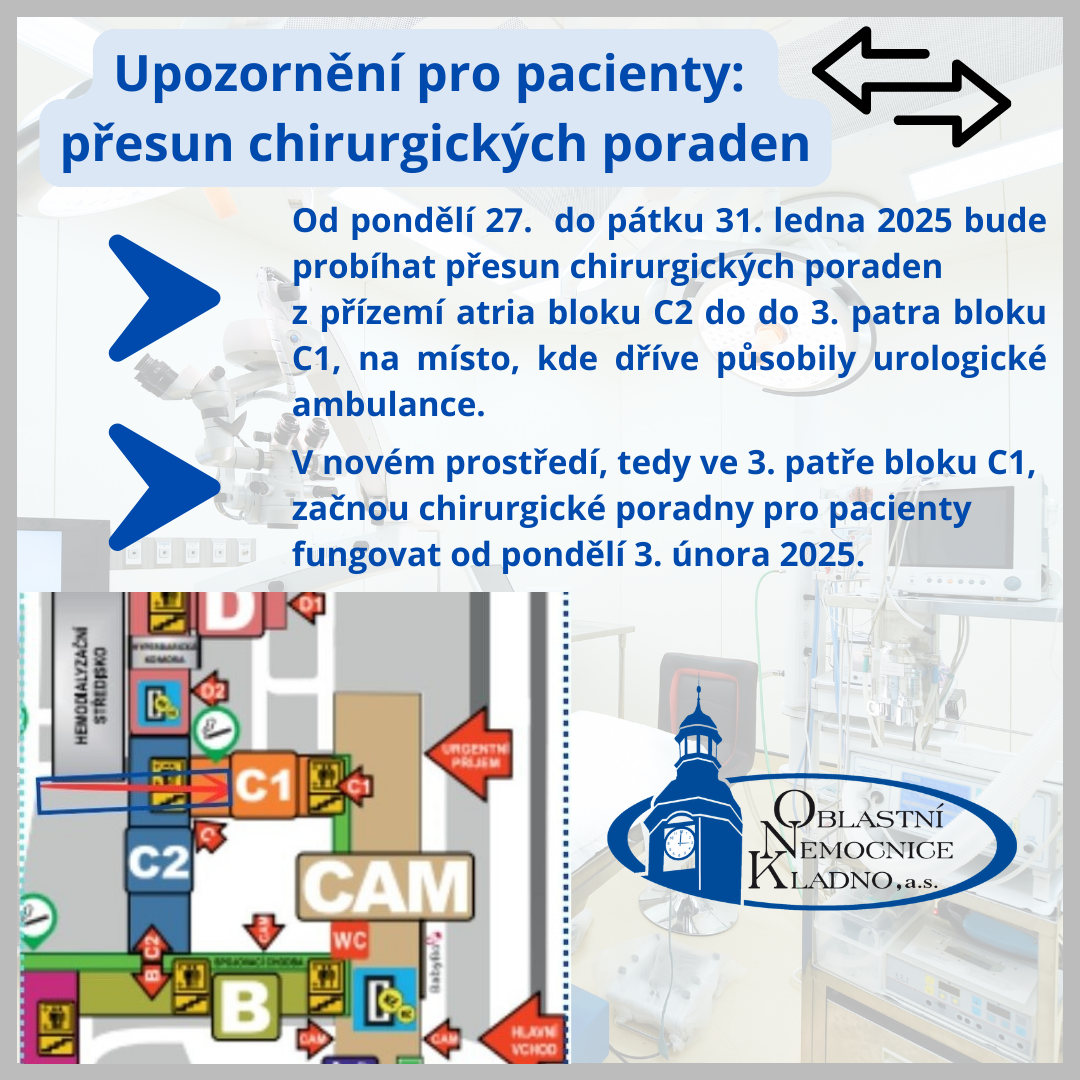 upozornění pro pacienty přesun chirurgických poraden