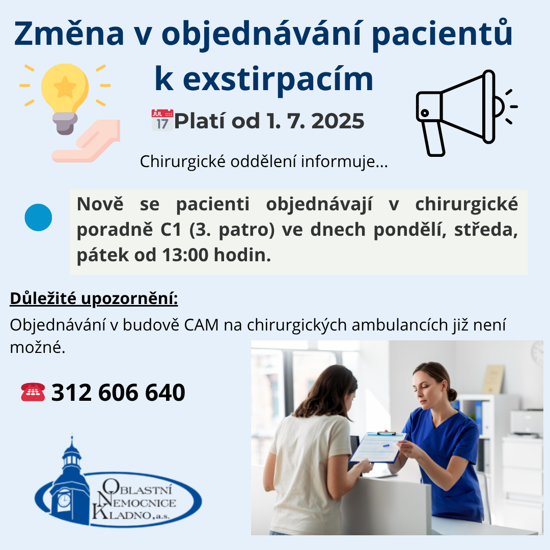 změna v objednávání pacientů k exstirpacím