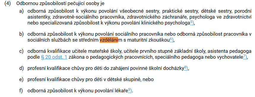 odborna zpusobilost pecujici osoby
